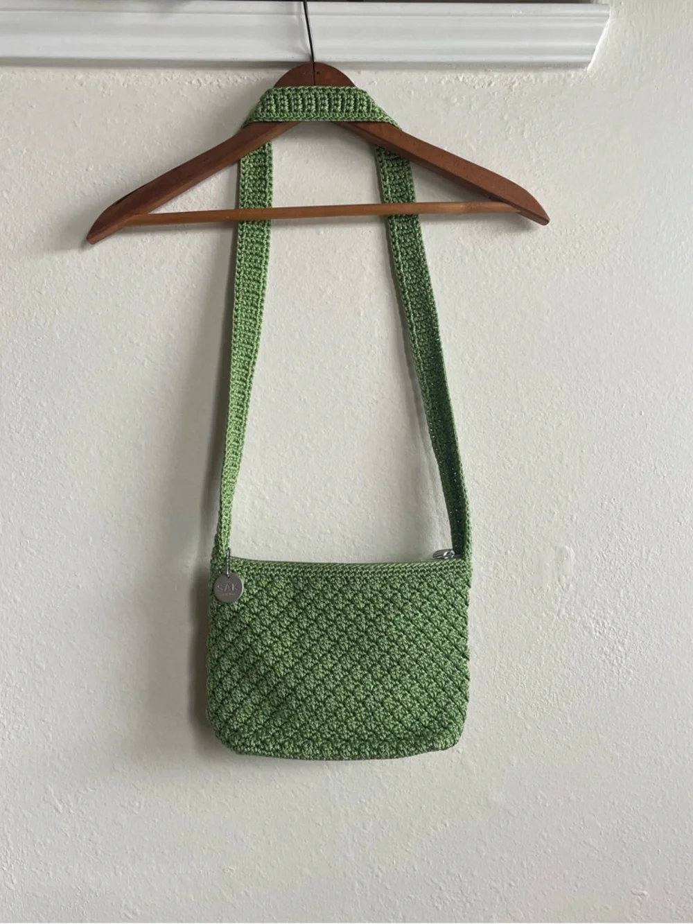 SOLD | The Sak Lime Green Small Boho Crochet Crossbody Bag - Picture 2 of 4